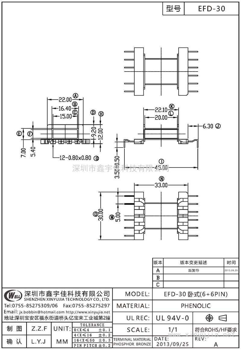 EFD-30 EFD-30臥式(6+6PIN)