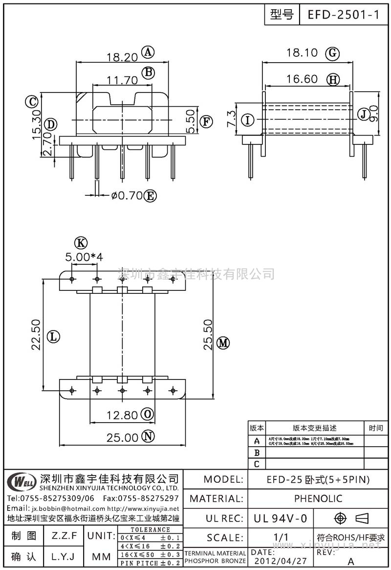 EFD-2501-1 EFD-25臥式(5+5PIN)