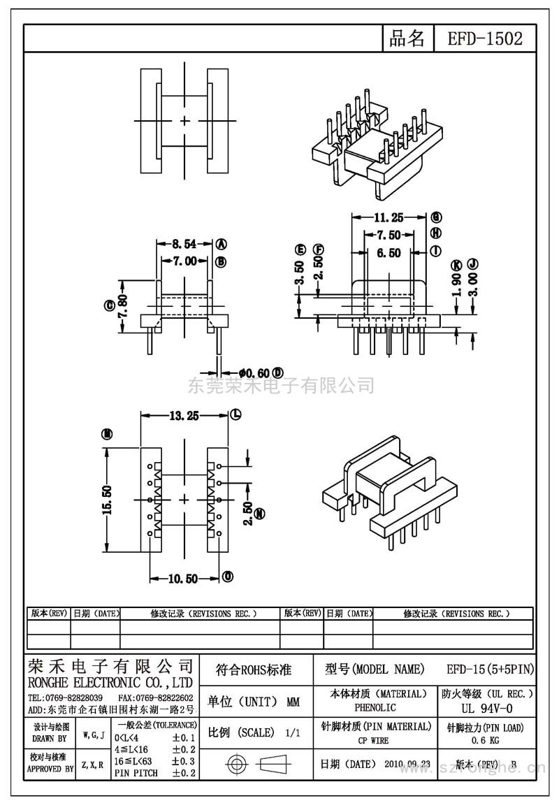 RH-EFD-1502/EFD-15臥式 (5+5PIN)