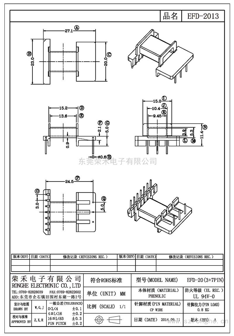 RH-EFD-2013/EFD-20臥式 (3+7PIN)